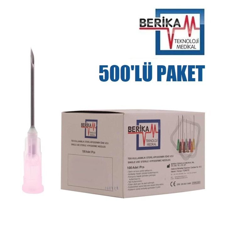 Berika Enjektör İğnesi (18G x 1) 1,20x25 mm (500 Adet) Pembe
