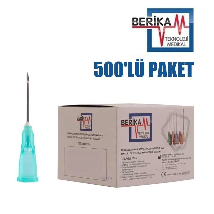 Berika Enjektör İğnesi (21G x 5/8) 0,80x16 mm (500 Adet) Yeşil