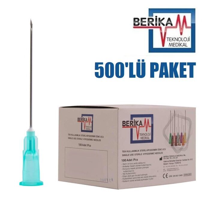 Berika Enjektör İğnesi (21G x 1½) 0,80x38 mm (500 Adet) Yeşil