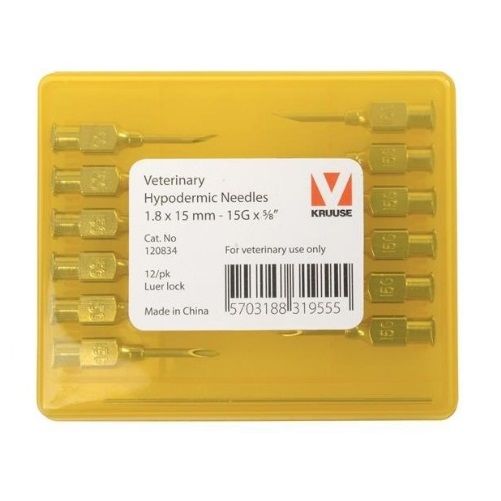 KRUUSE-VET Enjektör İğnesi (15Gx5/8) 1.8 x 15 mm (12 Adet)