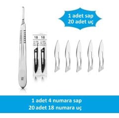 Bistüri Seti ( 20 Adet Ucu İle Birlikte ) No: 18