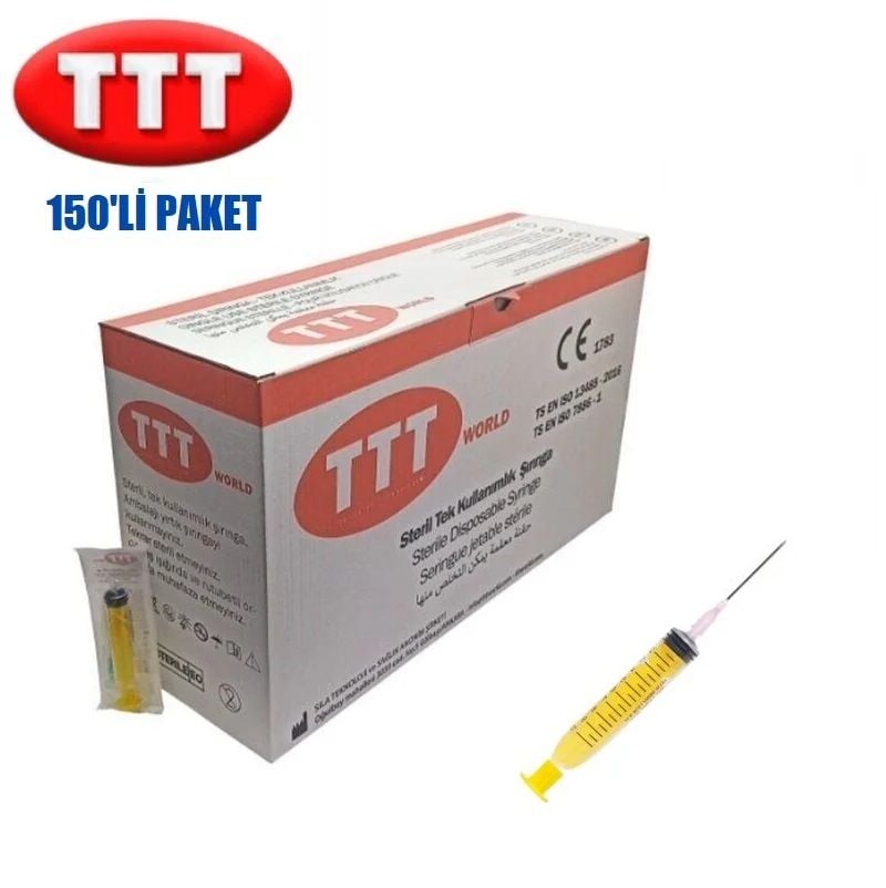 TTT Plastik Enjektör. 20 ml. Contalı. 18G Pembe İğneli ( 150 Adet )