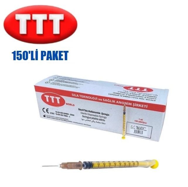 TTT Plastik İnsülin Enjektörü. 1 ml. 26G (150 Adet)