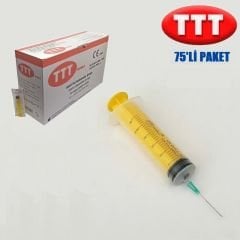 TTT Plastik Enjektör. 50 ml. Contalı. 21G Yeşil İğneli ( 75 Adet )