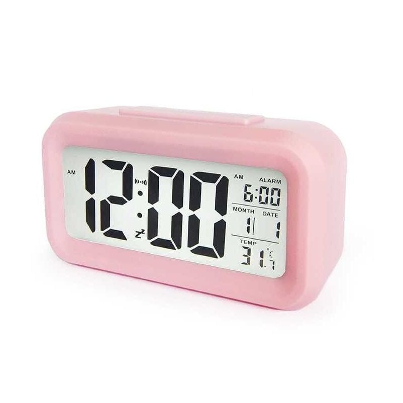 Masaüstü Saat Takvim Termometre. Pembe