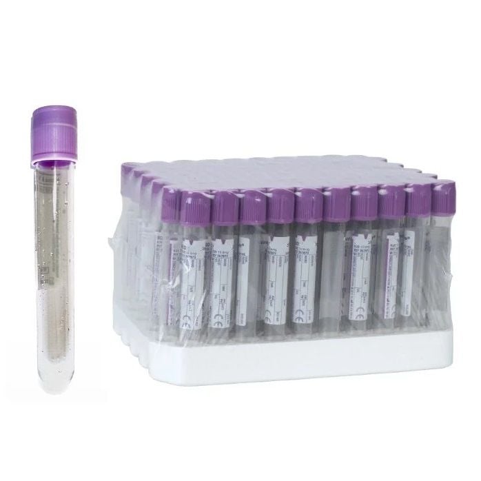 Kan Alma Tüpü. 10 ml. K3 Edtalı. Mor Kapaklı (100 Adet)